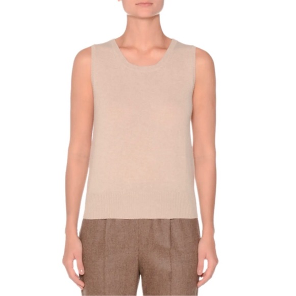 St. John Tops - St. John Basics Knit Top Sleeveless Square Neck Sweater Cream white Size L